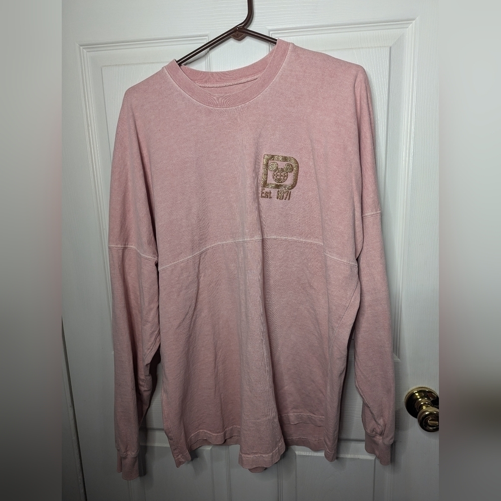 Disneyland Spirit Jersey Adult Medium Pink Glitter Long Sleeve Disney Parks